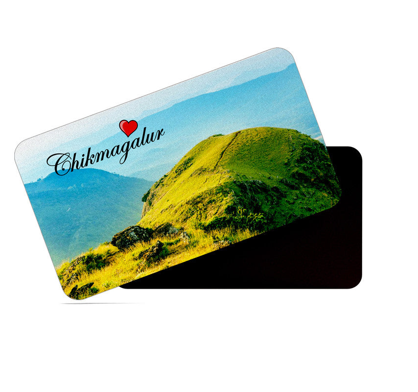 dhcrafts Rectangular Rubber Fridge Magnet / Magnetic Card Multicolor Karnataka Chikmangalur D10 Design Pack of 1 (8.6cm x 5.4cm)